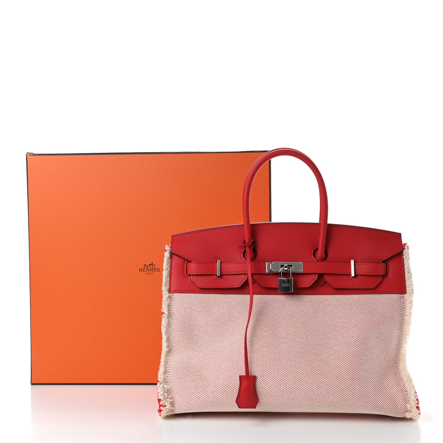 Swift Twill H Fray Fray Birkin 35 Rouge de Coeur Ecru
