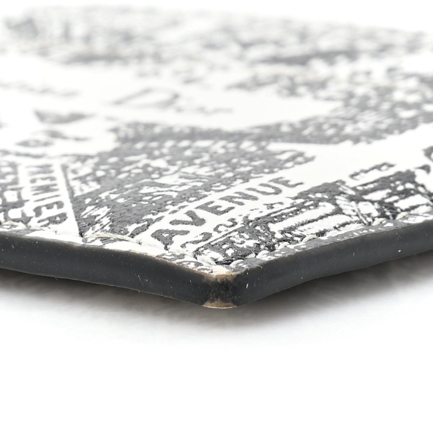 Calfskin Plan De Paris Print Card Holder White Black