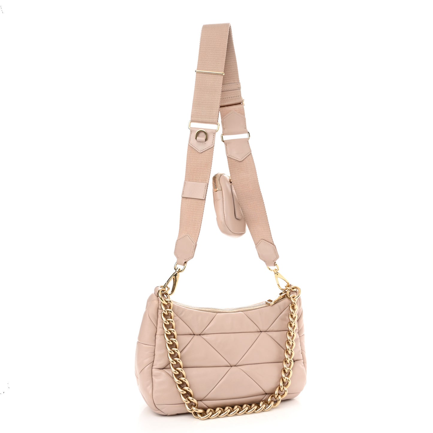 Nappa Re-Nylon Triangle Quilted Patchwork System Shoulder Bag Ninfea