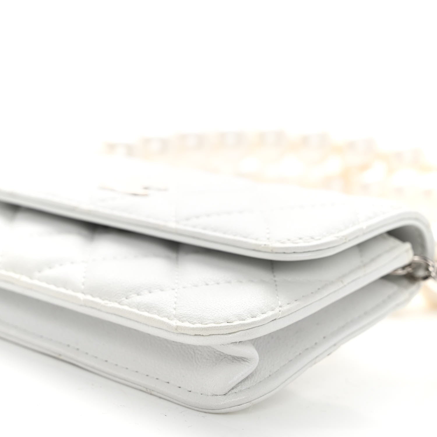 Chanel Calfskin Quilted Maxi Pearls Clutch With Chain White 11 of 12