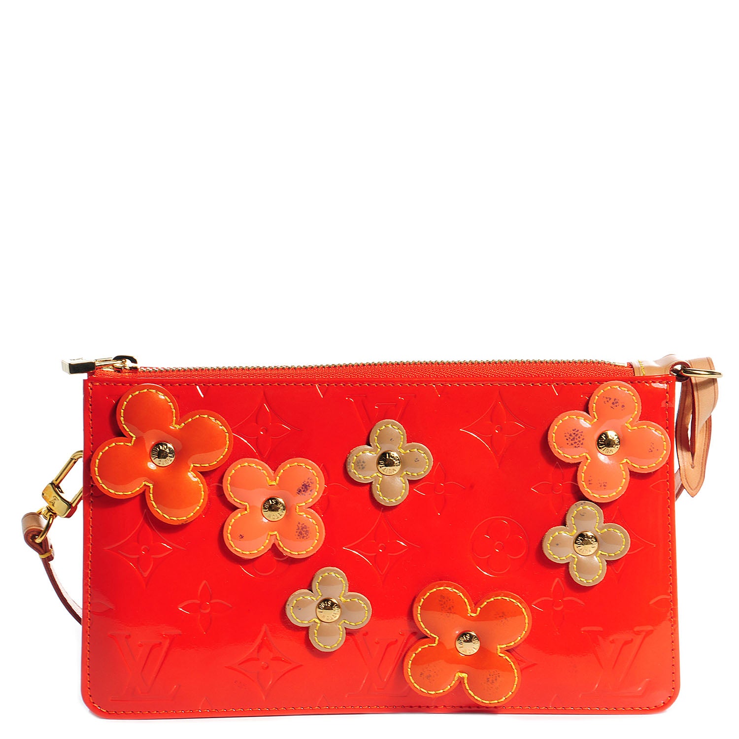 Louis Vuitton Vernis Lexington Fleurs Pochette Orange 81617