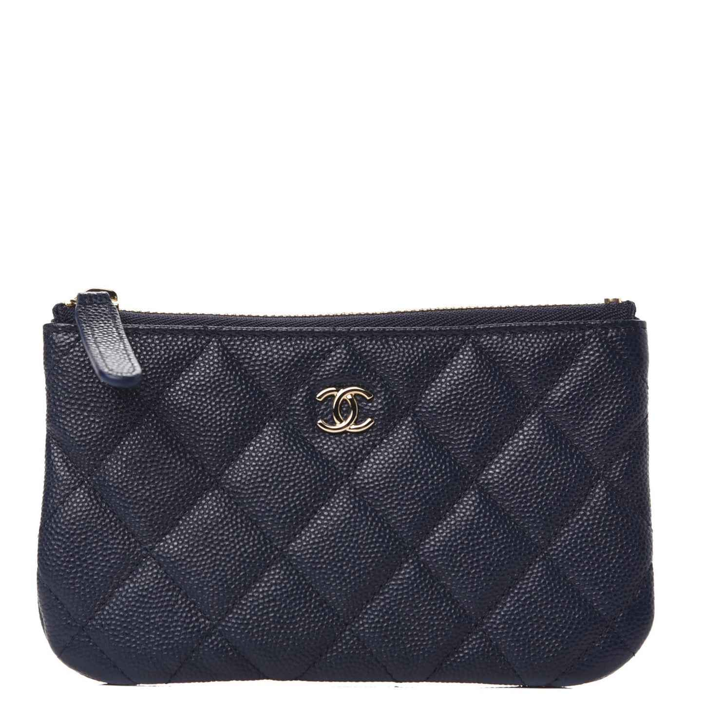 Caviar Quilted Small Cosmetic Case Navy Blue