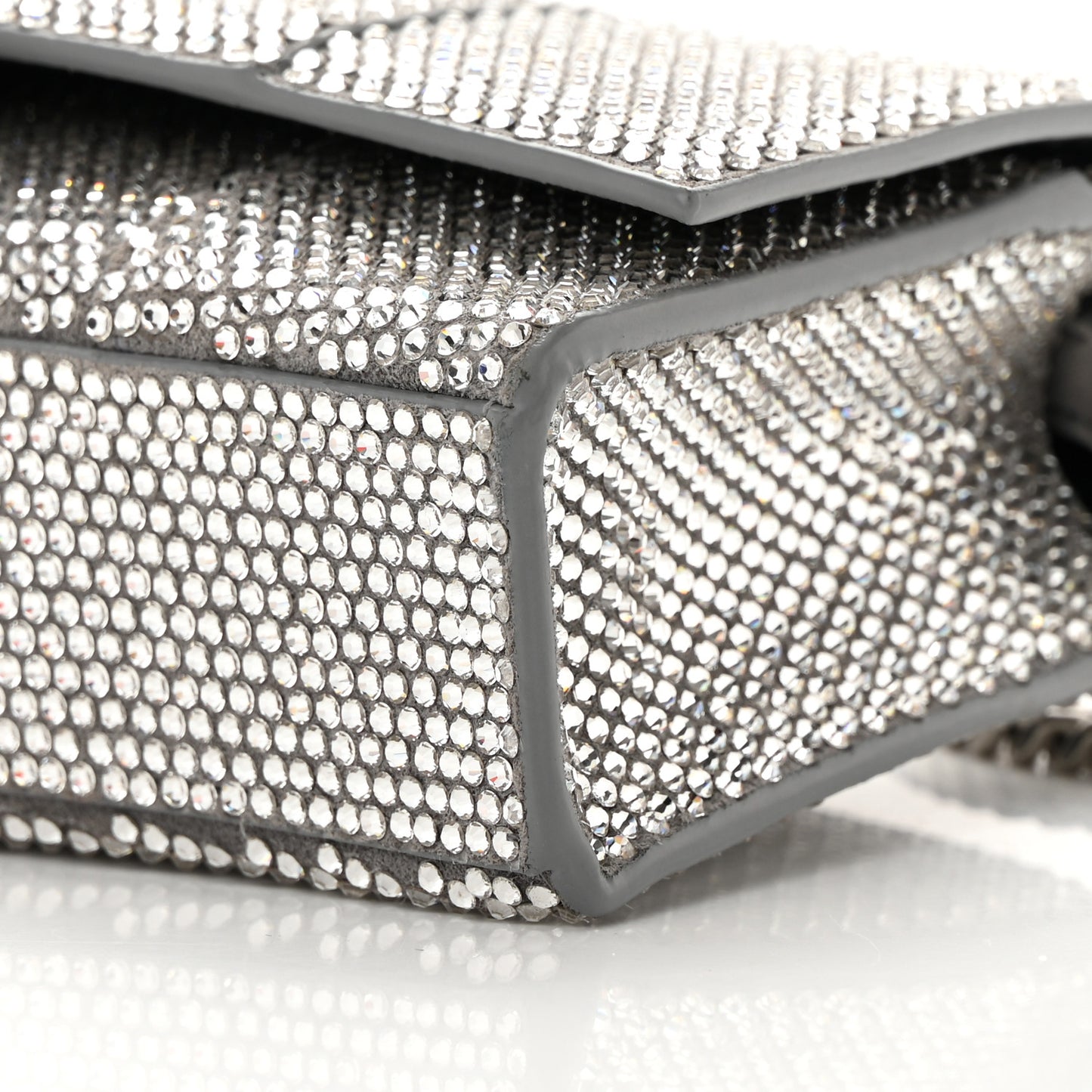 Strass Suede Hourglass Chain Bag Smoke Grey Crystal