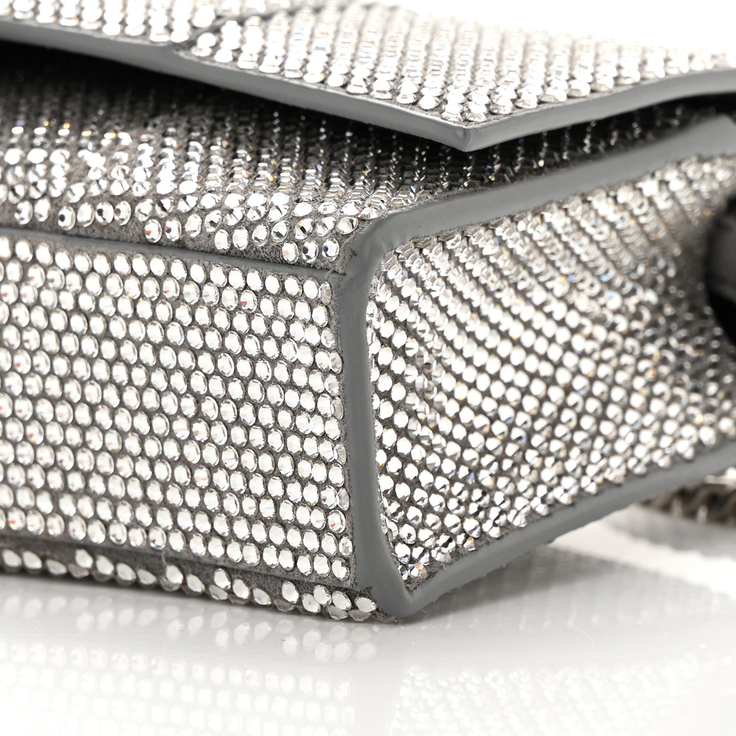 Balenciaga Strass Suede Hourglass Chain Bag Smoke Grey Crystal 10 of 16