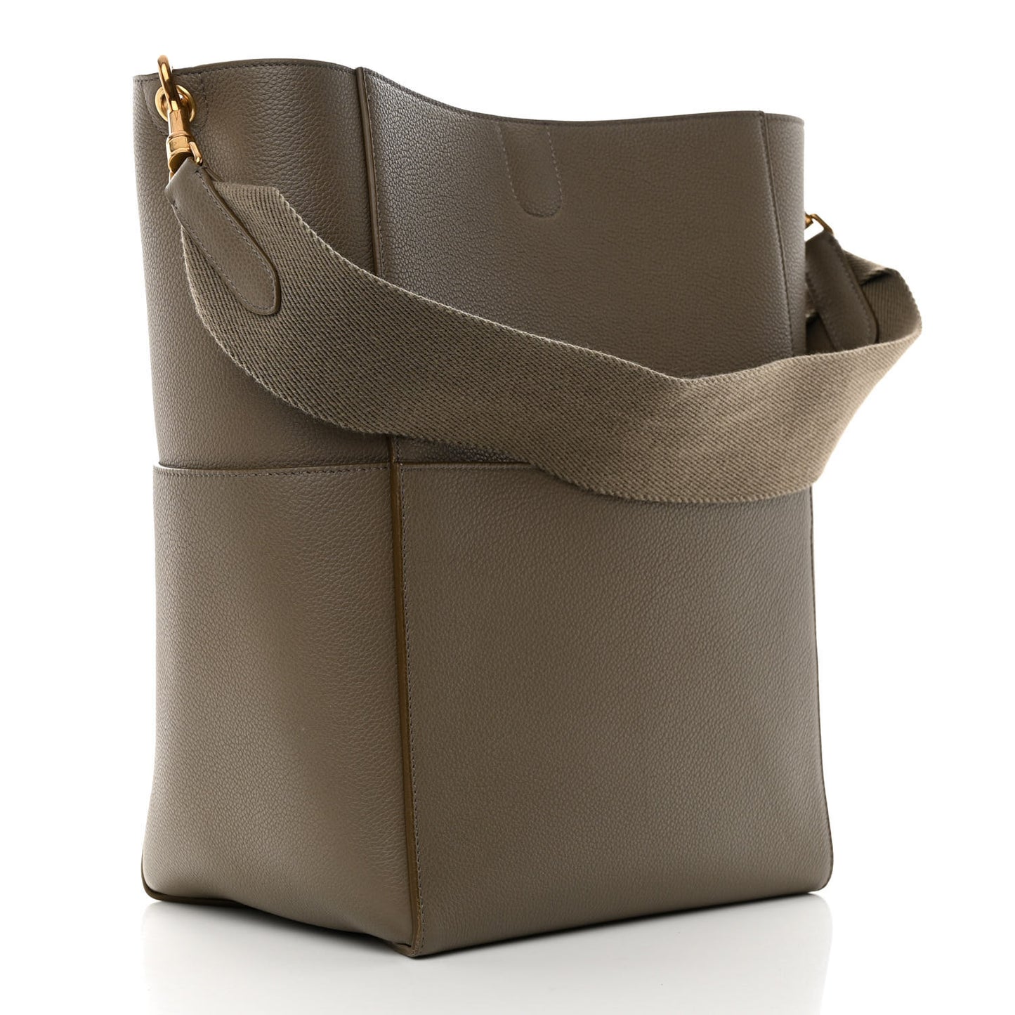 Soft Grained Calfskin Sangle Bucket Bag Taupe