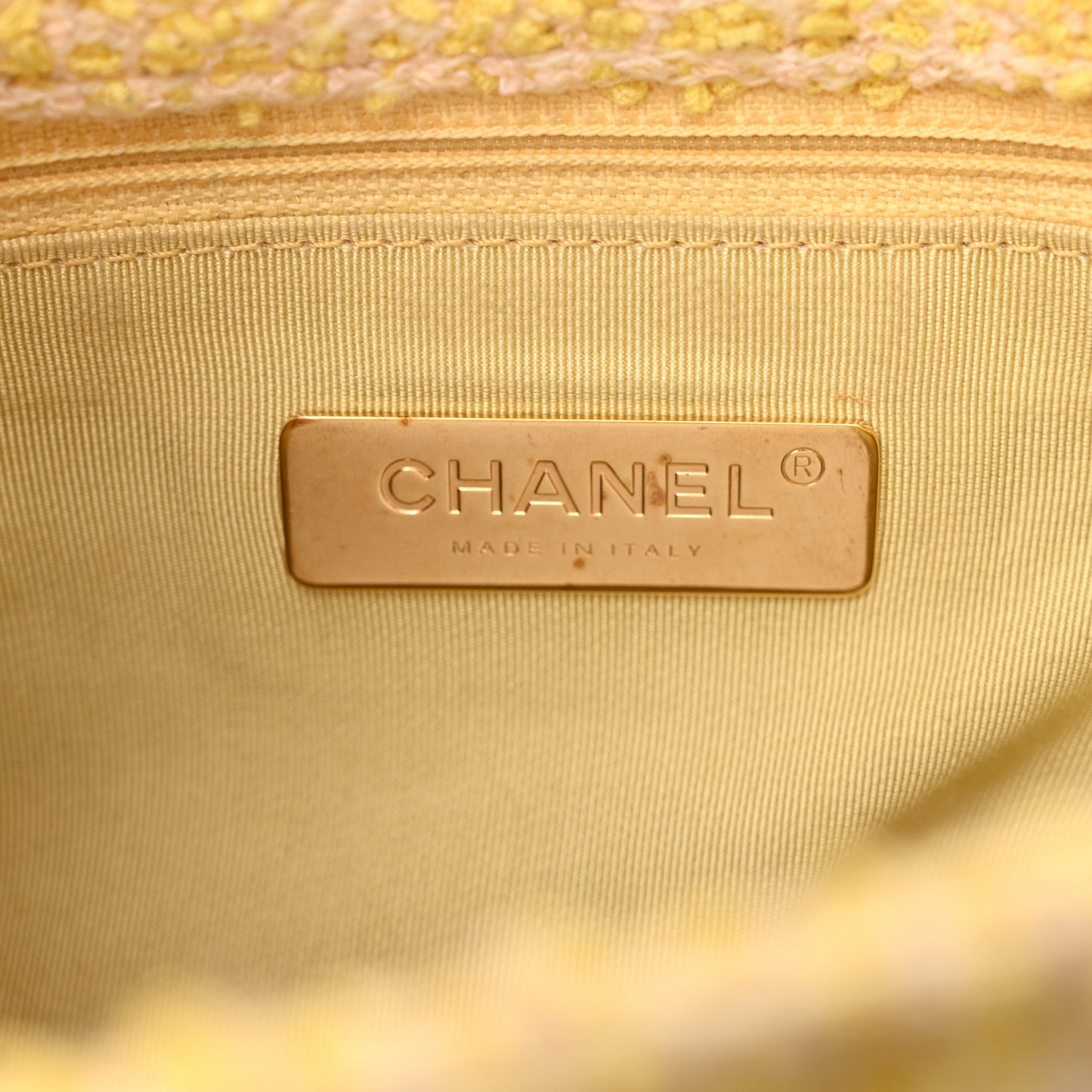 Tweed Quilted Medium Chanel 19 Flap Yellow