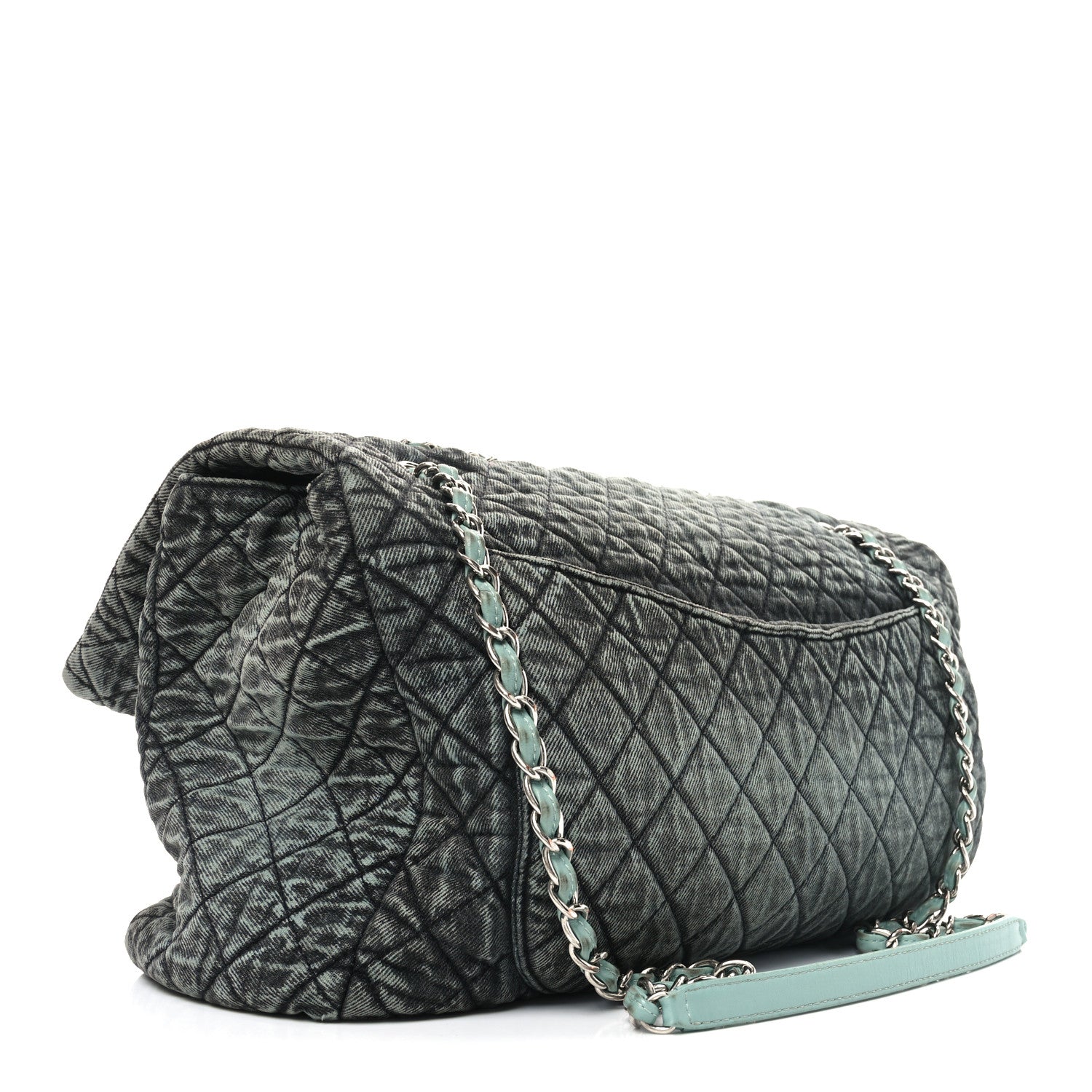 Chanel Denim Quilted Denimpression XXL Flap Blue Black 3 of 10