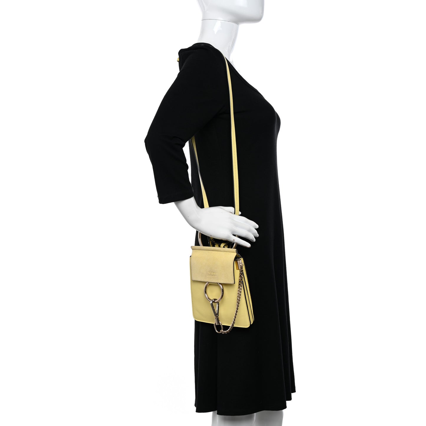 Suede Calfskin Mini Faye Bracelet Bag Lemonade