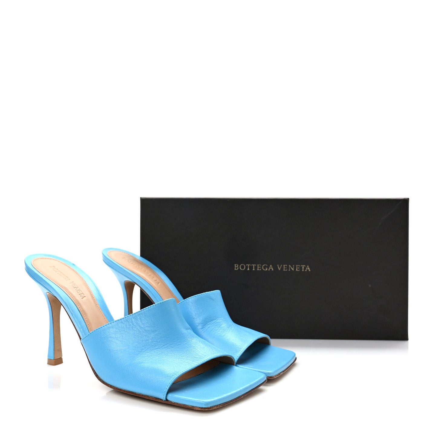 Lambskin Stretch Mule Sandals 40 Sky Blue