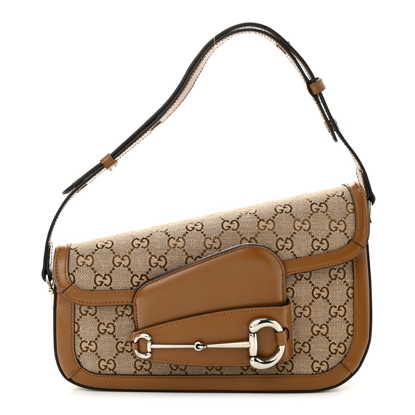 Monogram Small Horsebit 1955 Asymmetric Shoulder Bag Beige Brown Sugar