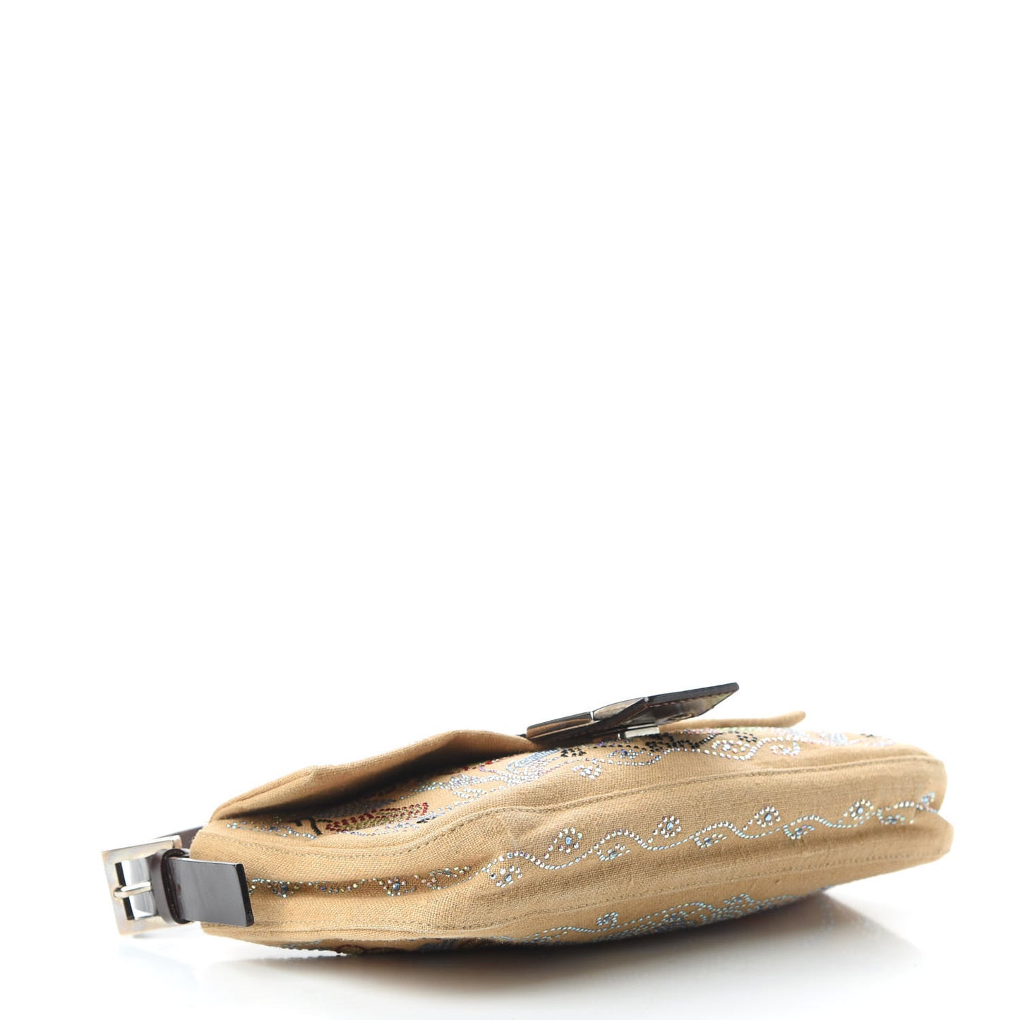 Linen Crystal Floral Beaded Baguette Beige Multicolor