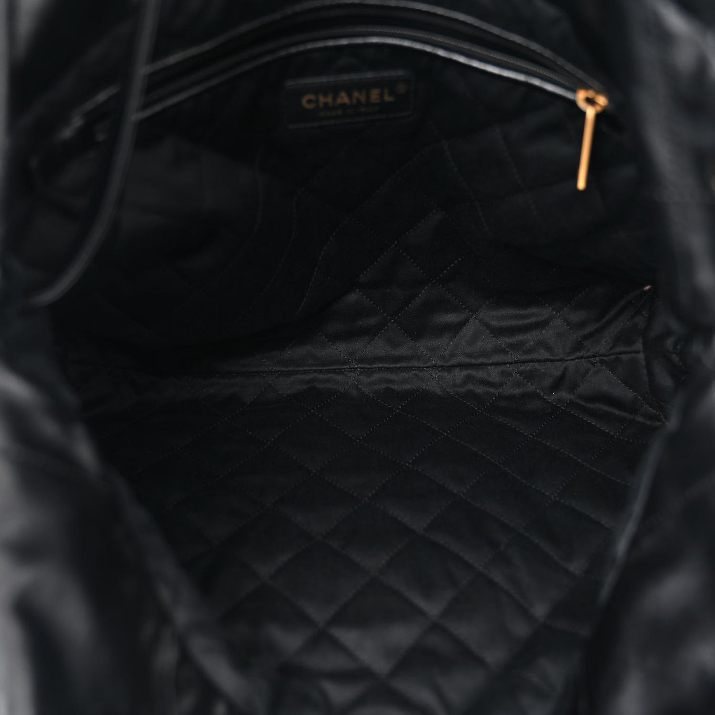 Shiny Calfskin Quilted Small Chanel 22 Black