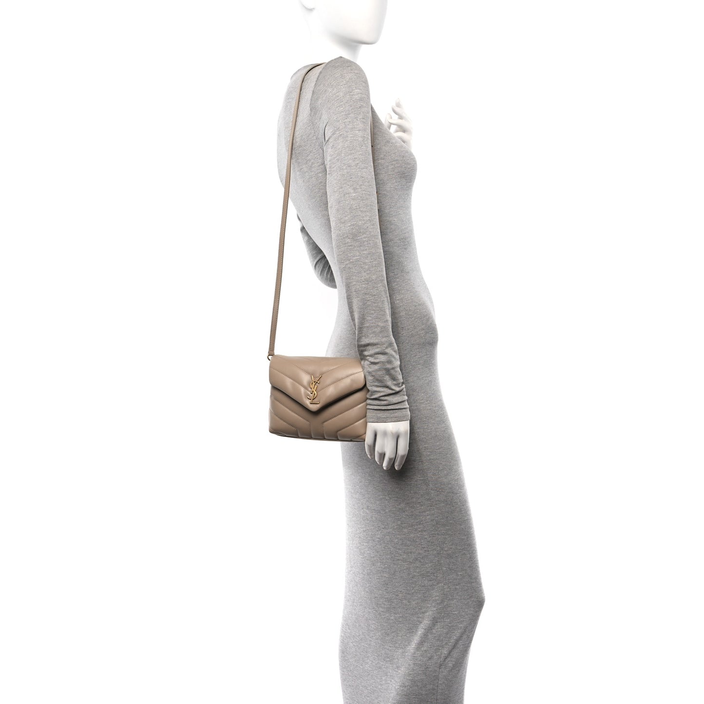 Calfskin Y Quilted Monogram Toy Loulou Crossbody Bag Dark Beige