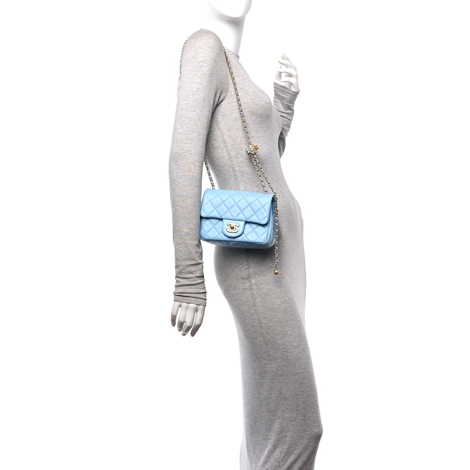 Chanel Lambskin Quilted Mini Pearl Crush Flap Light Blue 2 of 10