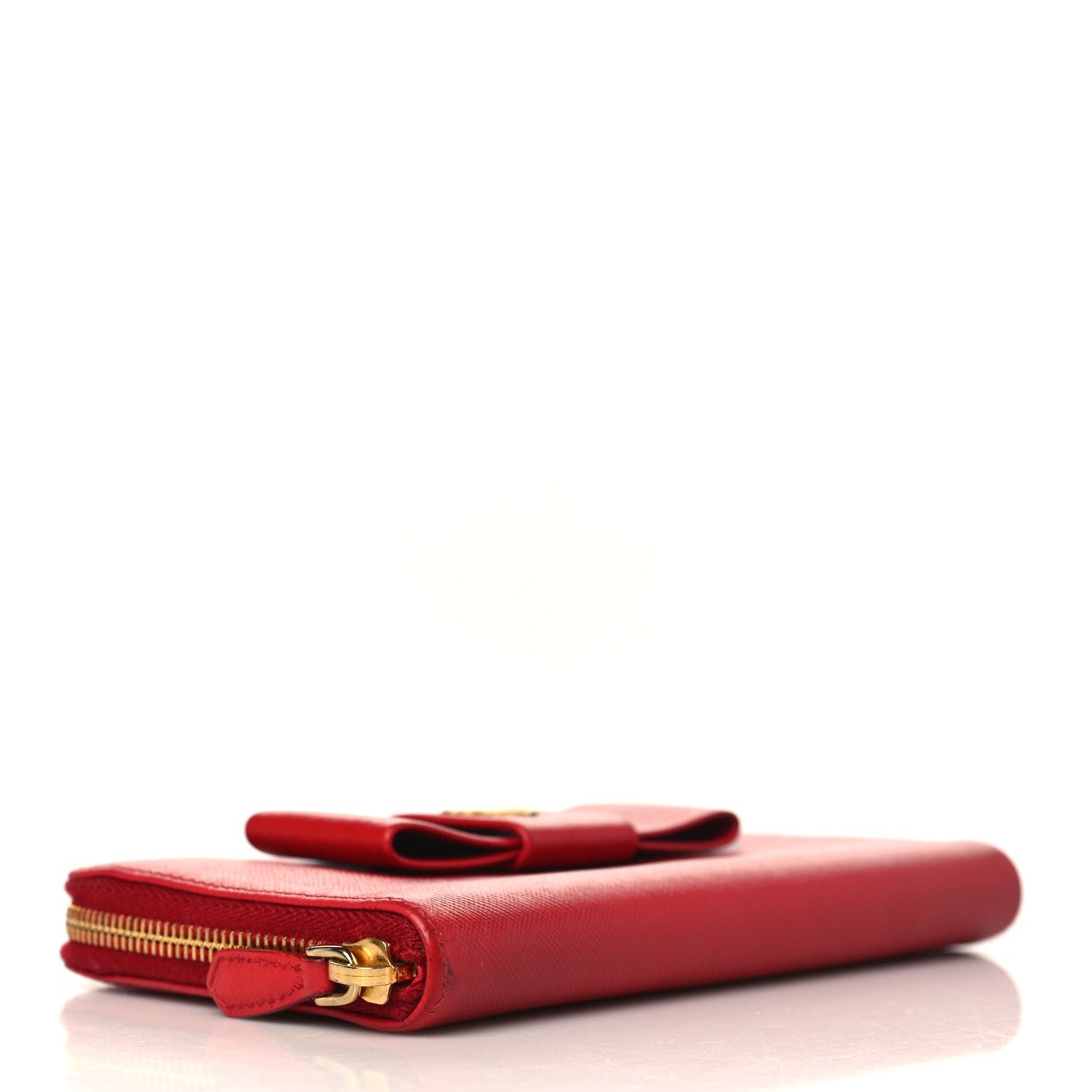 Prada Saffiano Fiocco Bow Zip Around Wallet Fuoco 4 of 8