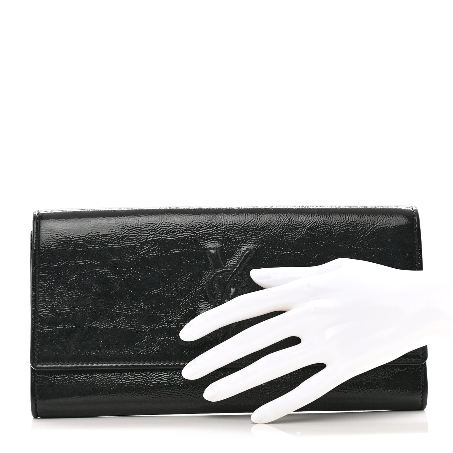 Textured Patent Monogram Small Belle De Jour Clutch Black