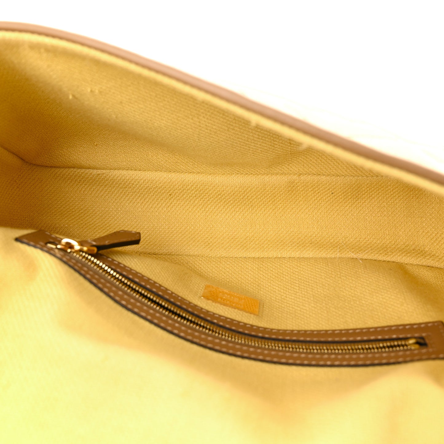 Raffia Vitello King Lucido FF Embroidered Baguette Grano Sand