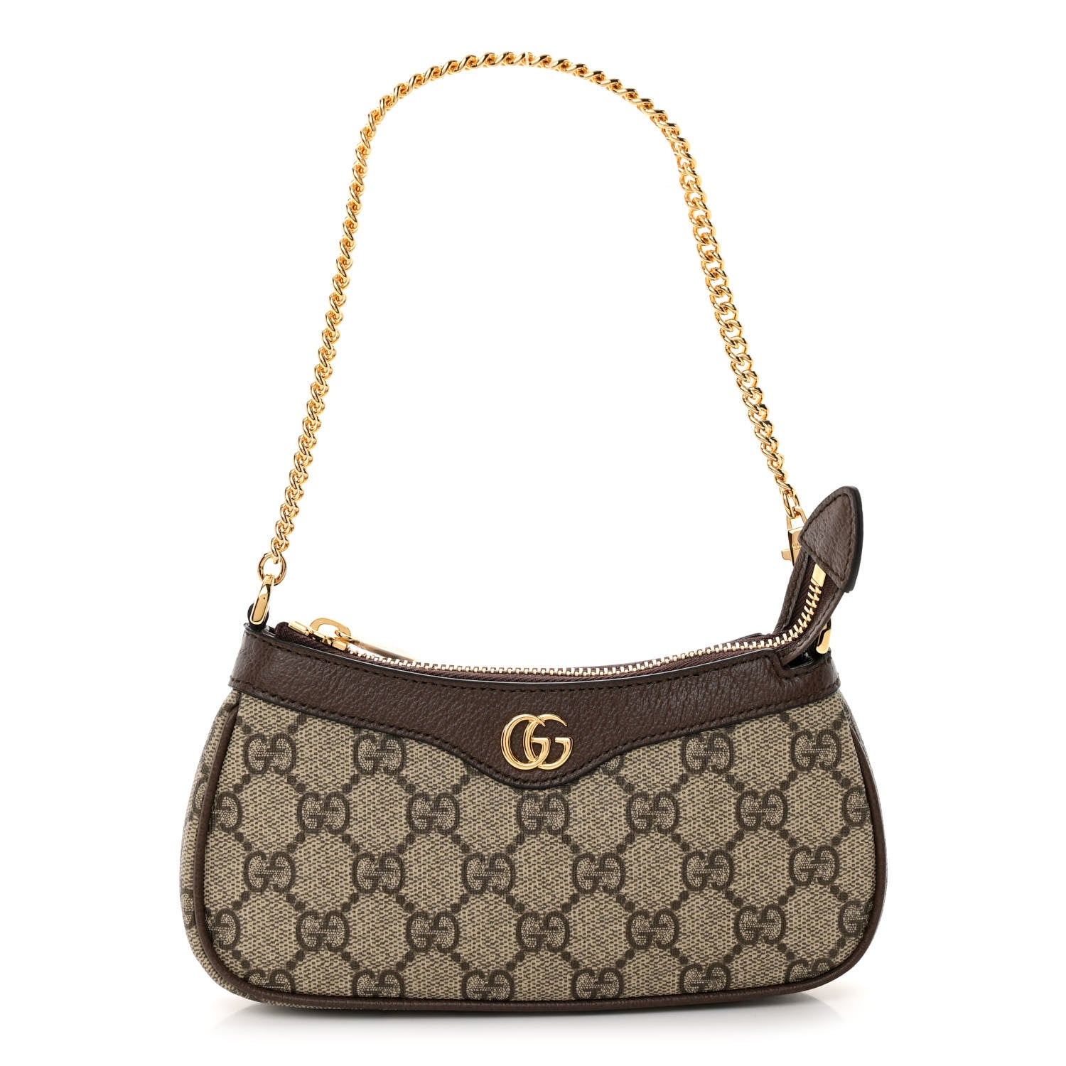Gucci GG Supreme Monogram Textured Dollar Calfskin Mini Ophidia Chain Bag Beige Ebony 1 of 9