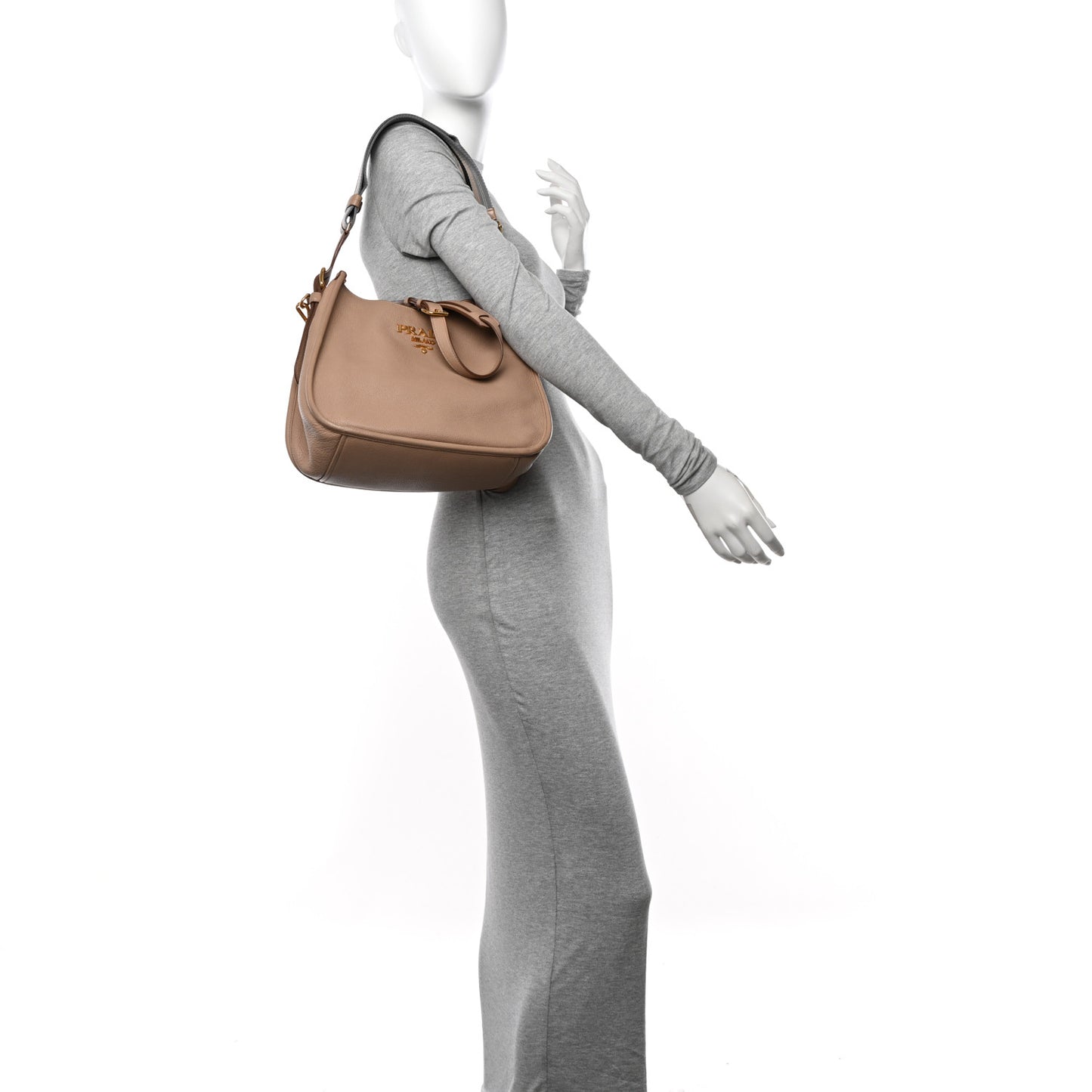 Vitello Daino Soft Hobo Messenger Bag Cammeo