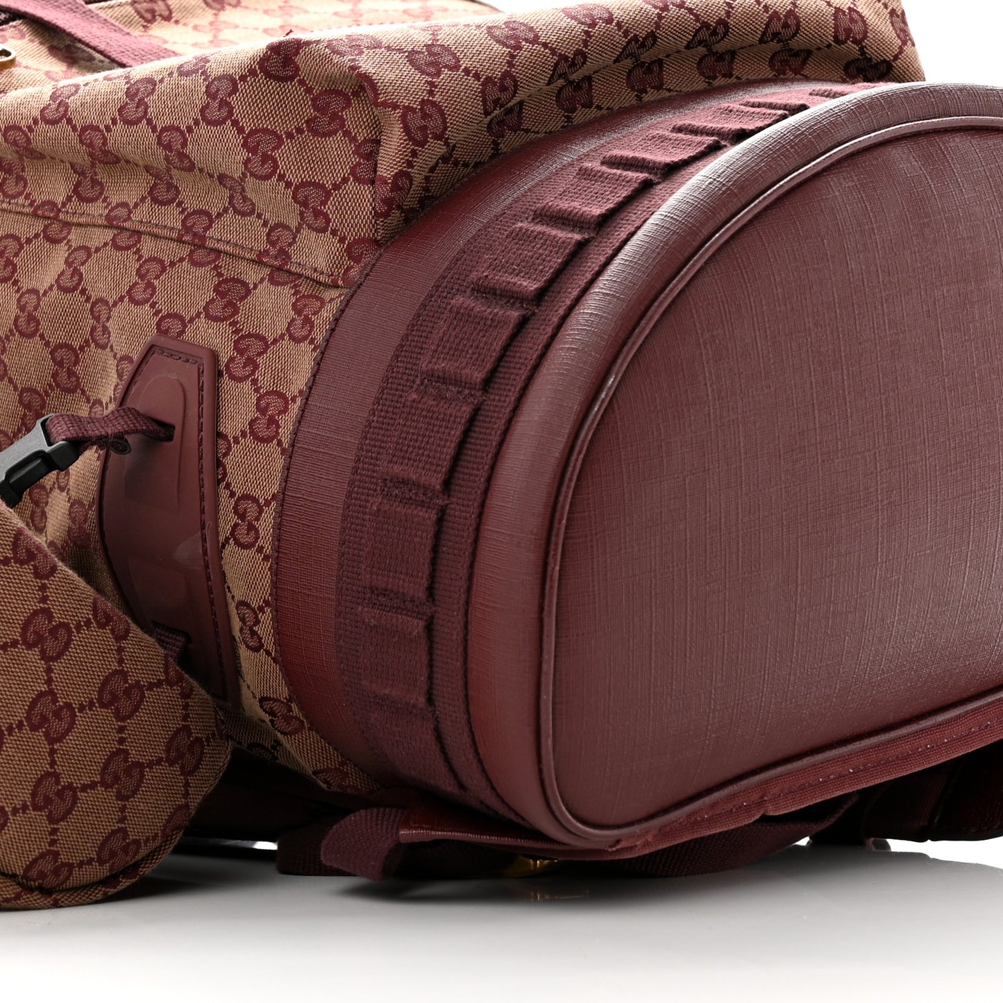 GG Monogram Script Logo Large Double Pocket Backpack Sahara Rubino Bordeaux
