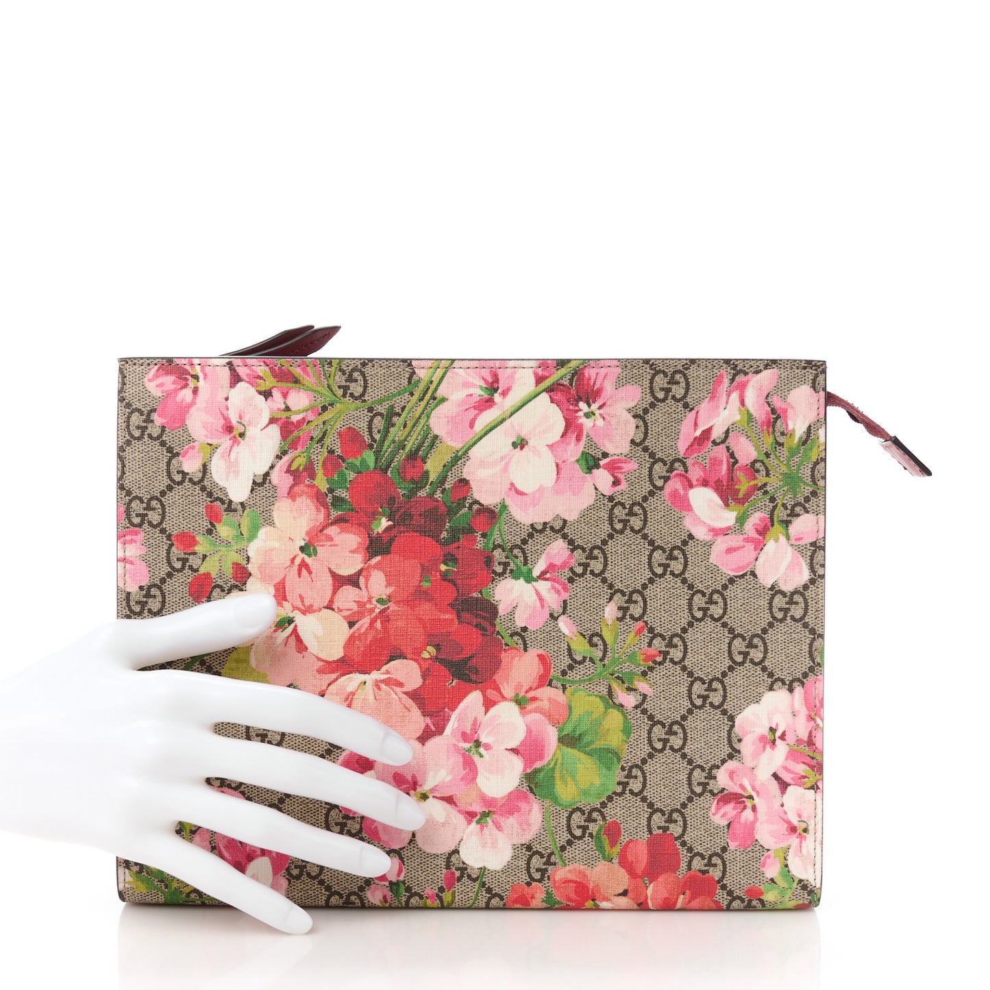 GG Supreme Monogram Blooms Large Cosmetic Case Beige Multicolor Dry Rose