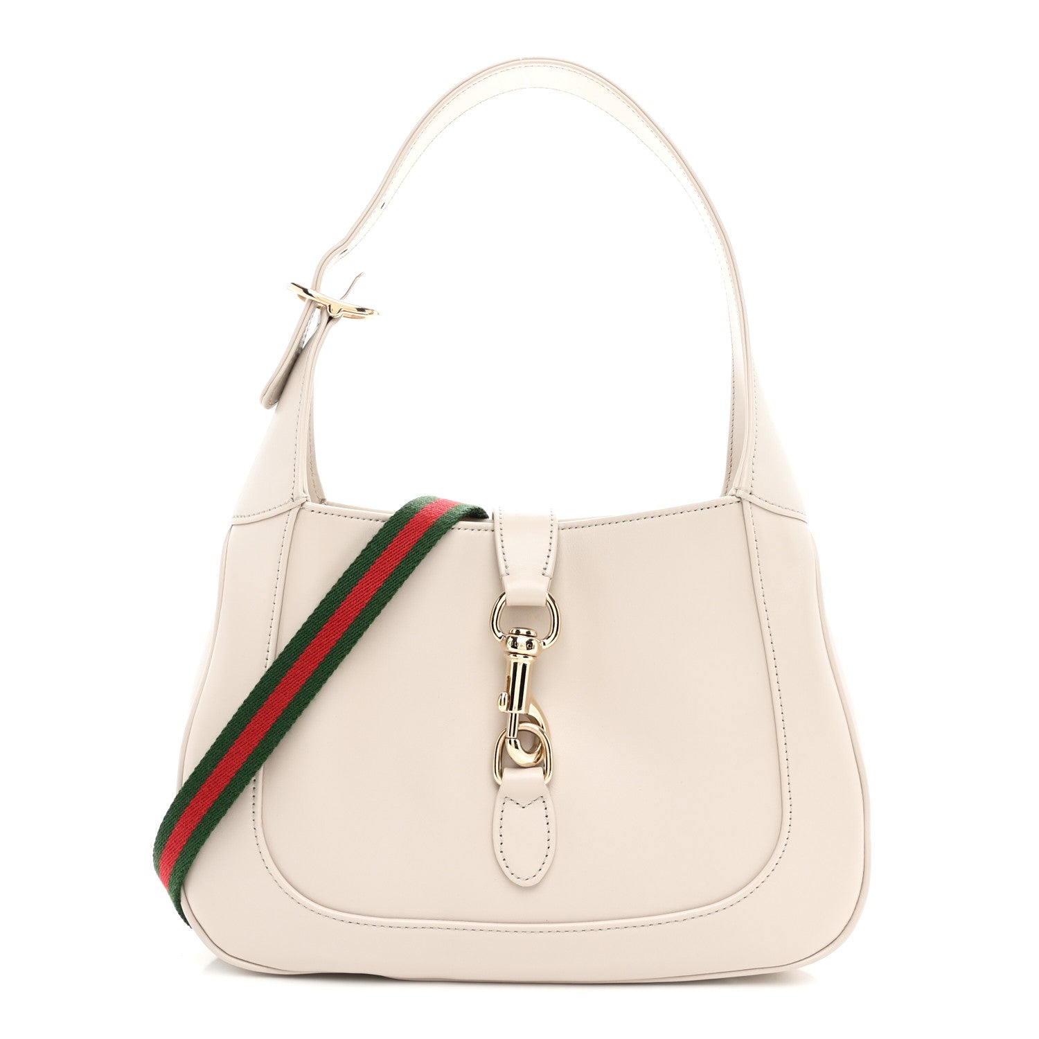 Gucci Ancora Calfskin Web Small Jackie Shoulder Bag Light Grey