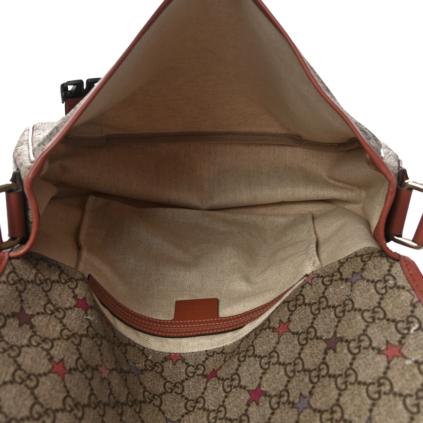GG Supreme Monogram Stars Medium Double Buckle Flap Messenger Bag Beige Pink