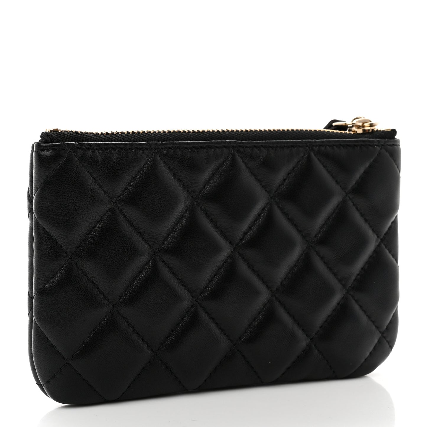 Lambskin Quilted Small No. 5 Cosmetic Case Black