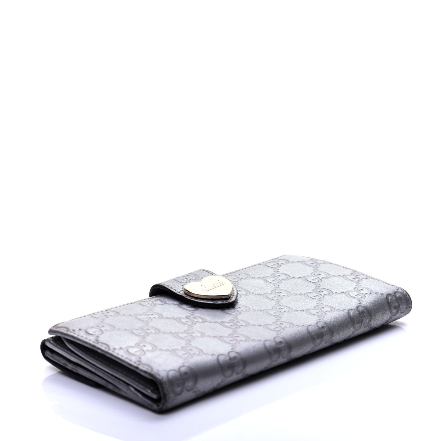 Guccissima Heart Continental Wallet Silver