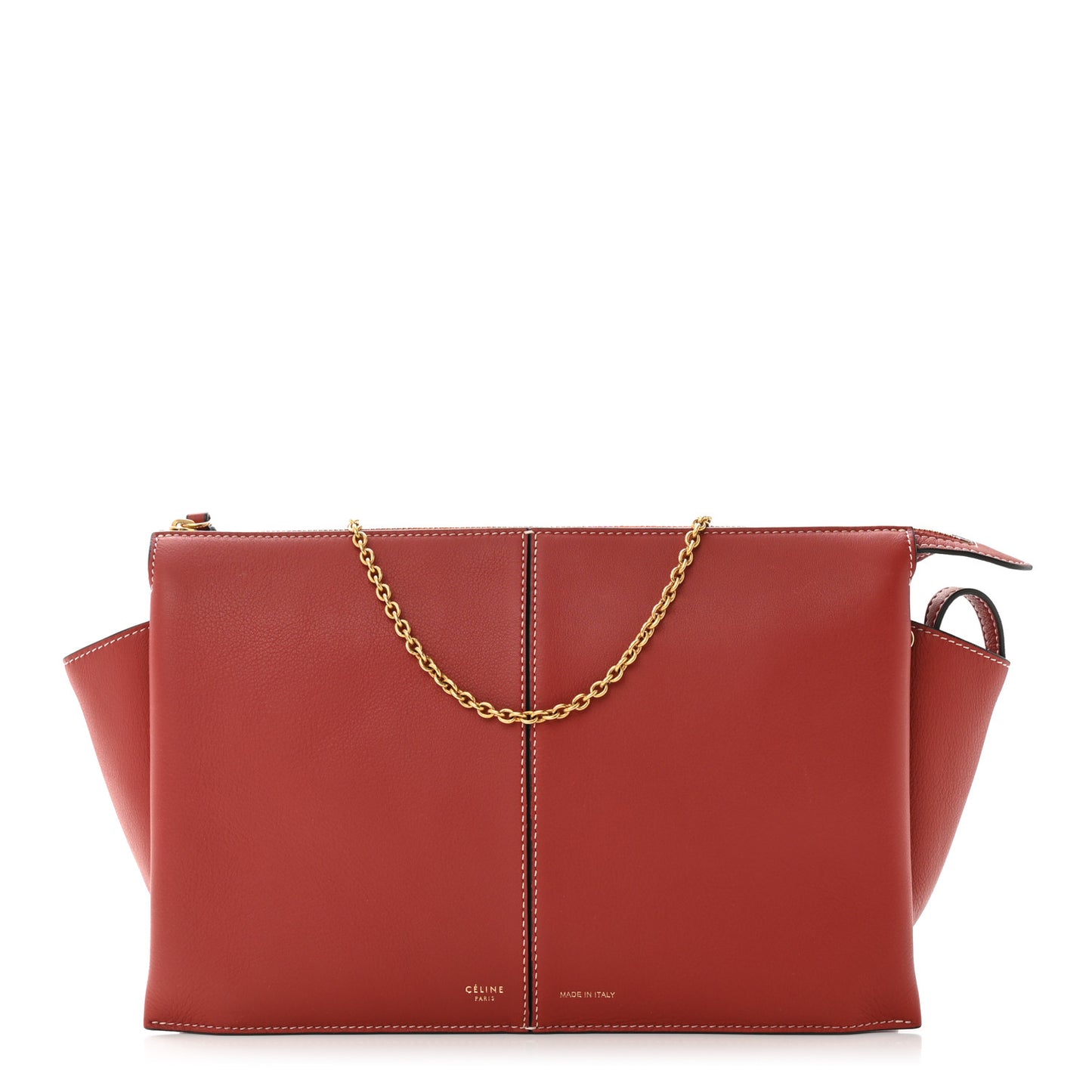 Supple Natural Calfskin Tri-Fold Clutch Red