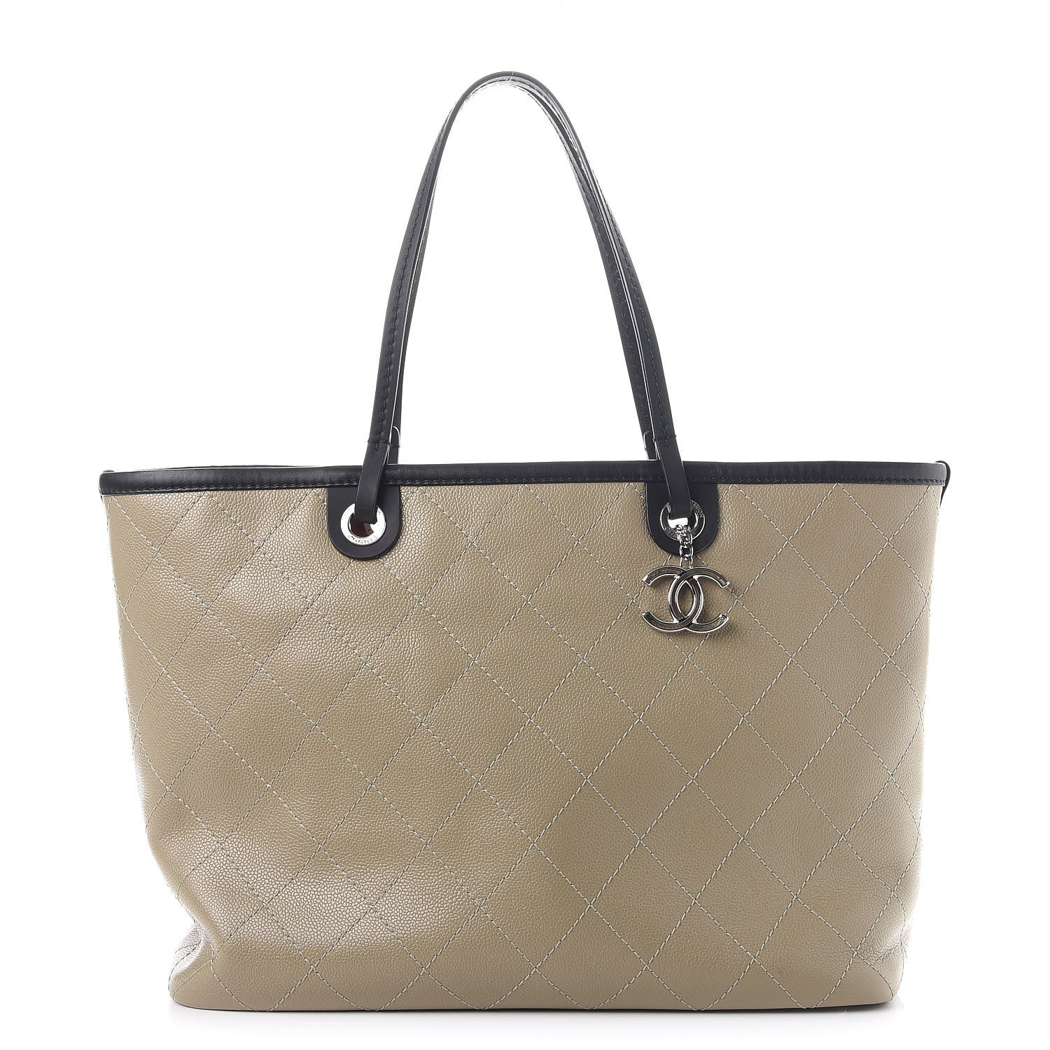 Chanel Grained Calfskin Large Shopping Fever Tote Beige 268873