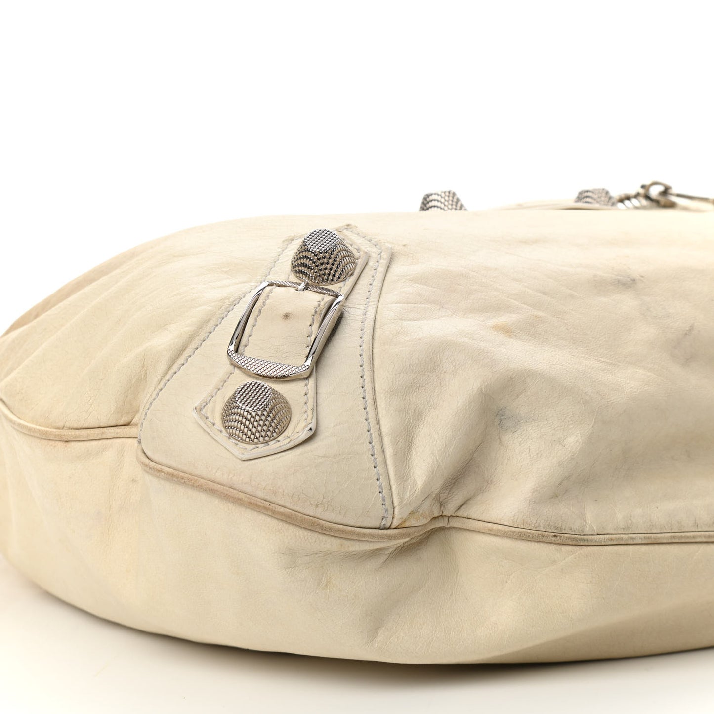 Agneau Giant 21 Silver Hardware Hobo White
