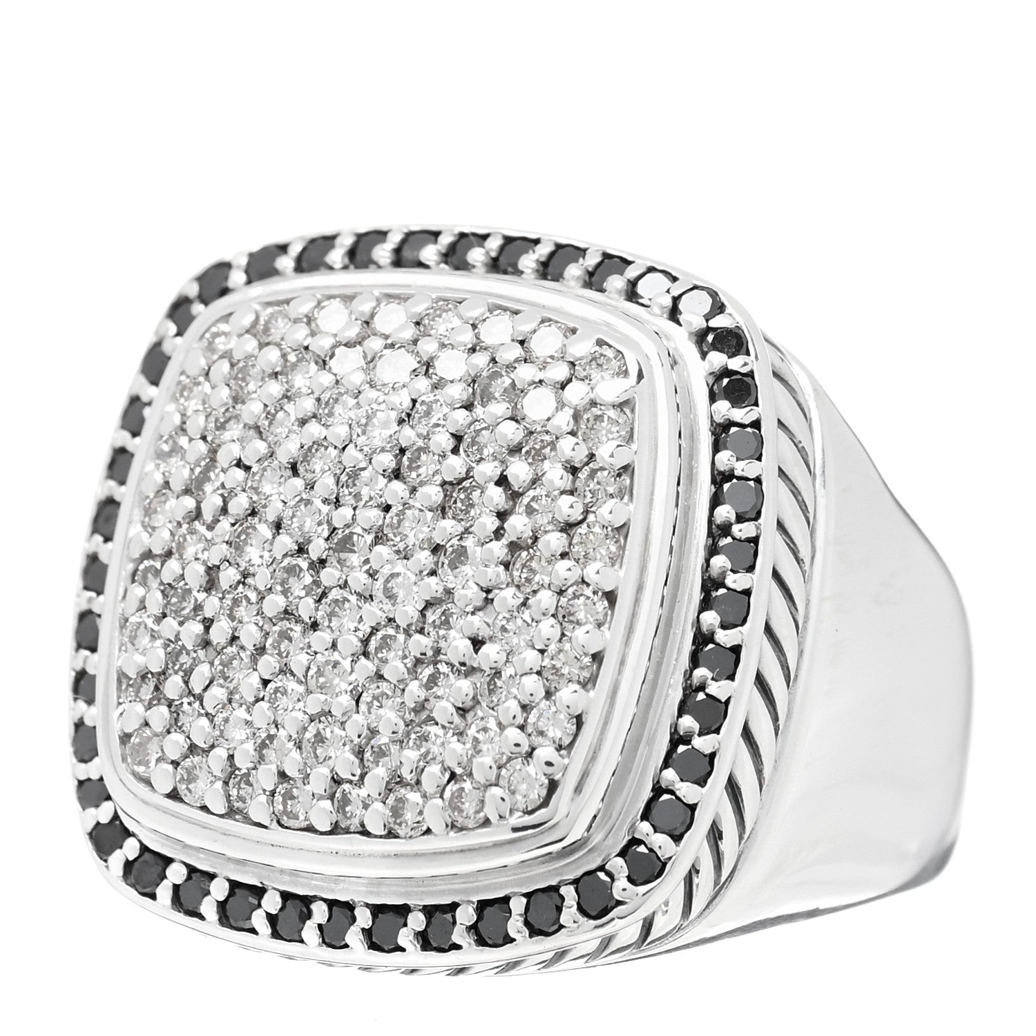 David Yurman Sterling Silver Diamond Black Diamond 14mm Albion Pave Ring 53 6.5 3 of 5