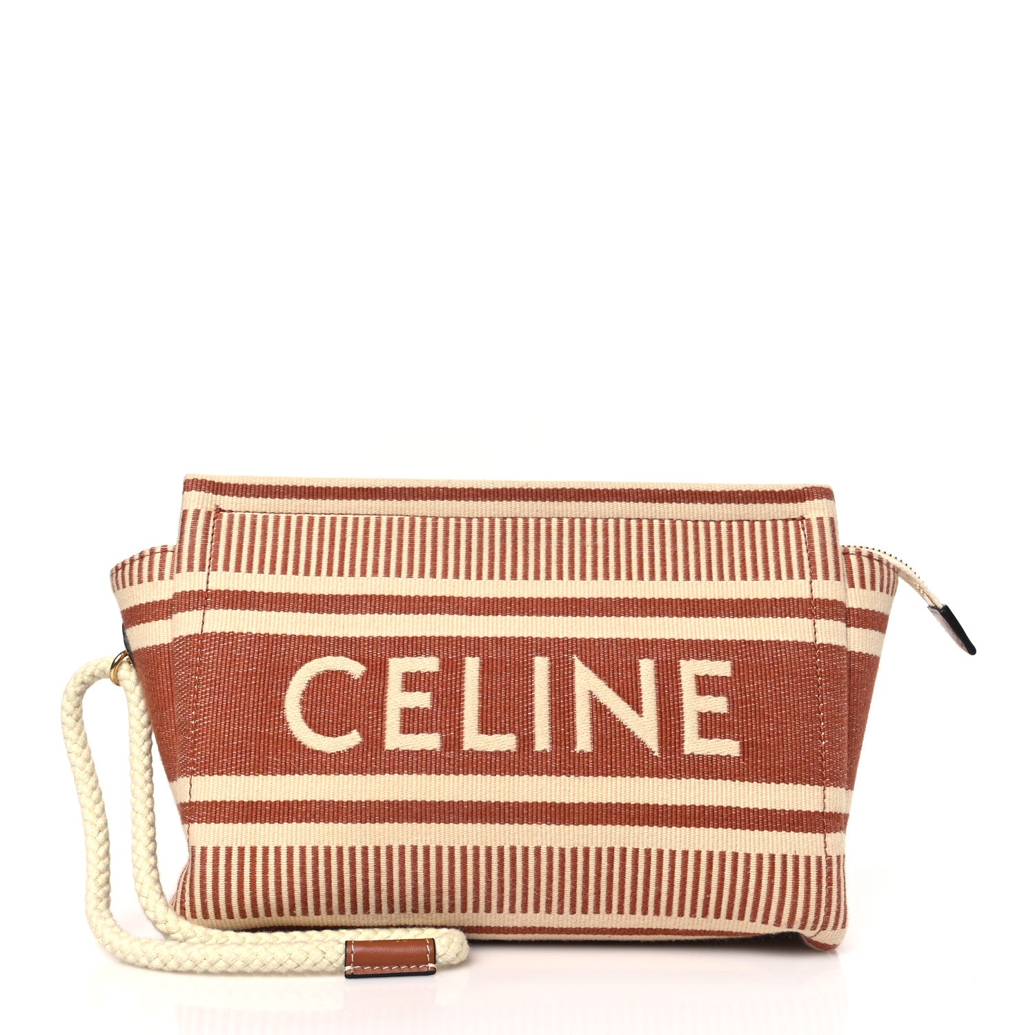 Celine Textile Striped Logo Thais Pouch Sienna 1463493 – FASHIONPHILE