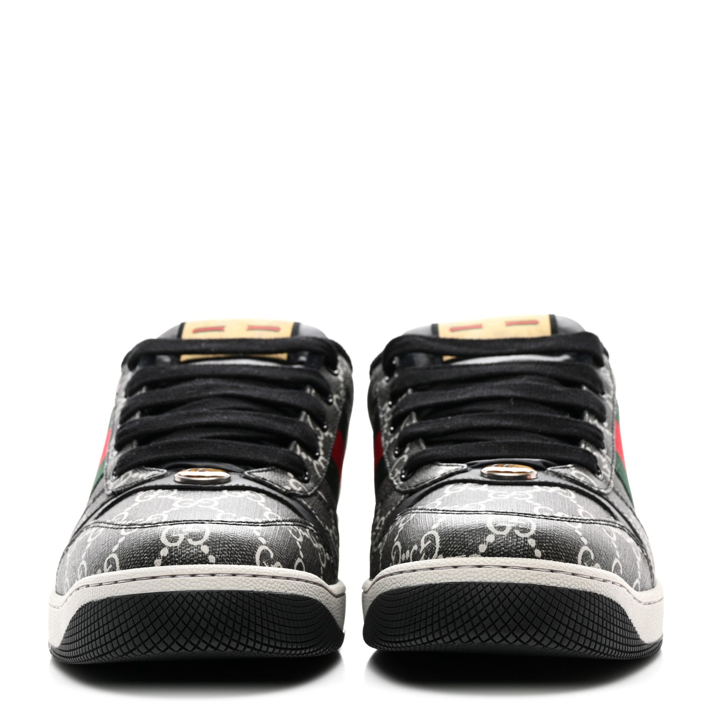 GG Supereme Monogram Miro Soft Calfskin Web Mens Screener Sneakers 8.5 Black Grey Sky
