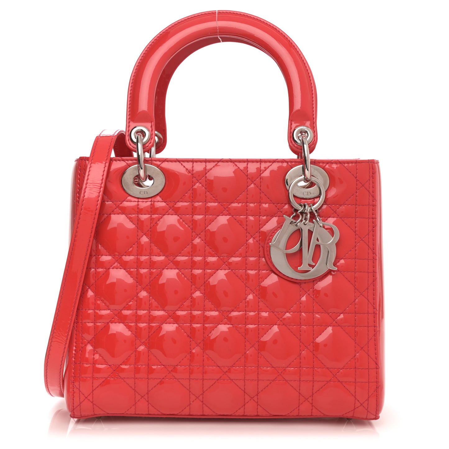Patent Cannage Medium Lady Dior Fuchsia