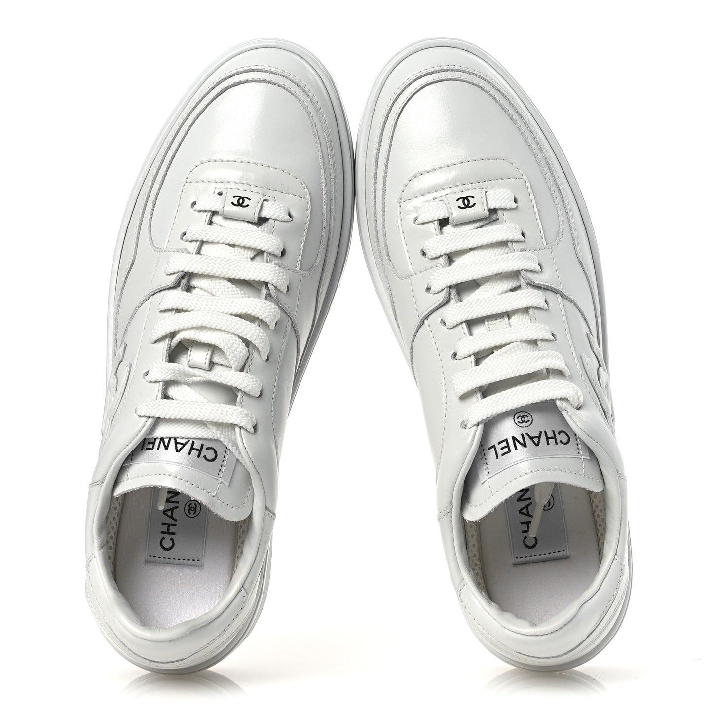 Calfskin Womens CC Sneakers 40.5 White