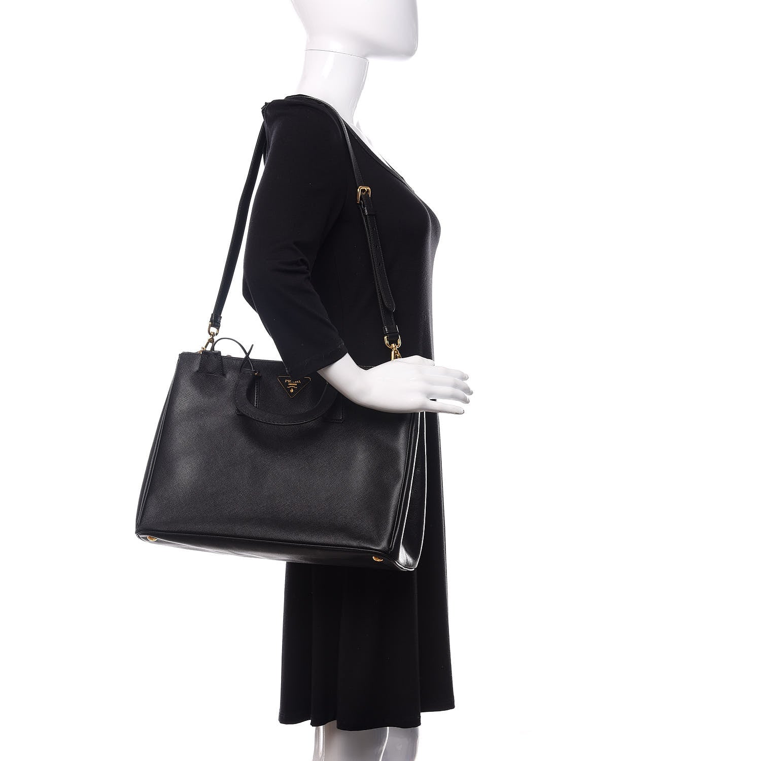 Prada Saffiano Lux Executive Tote Black 2 of 10