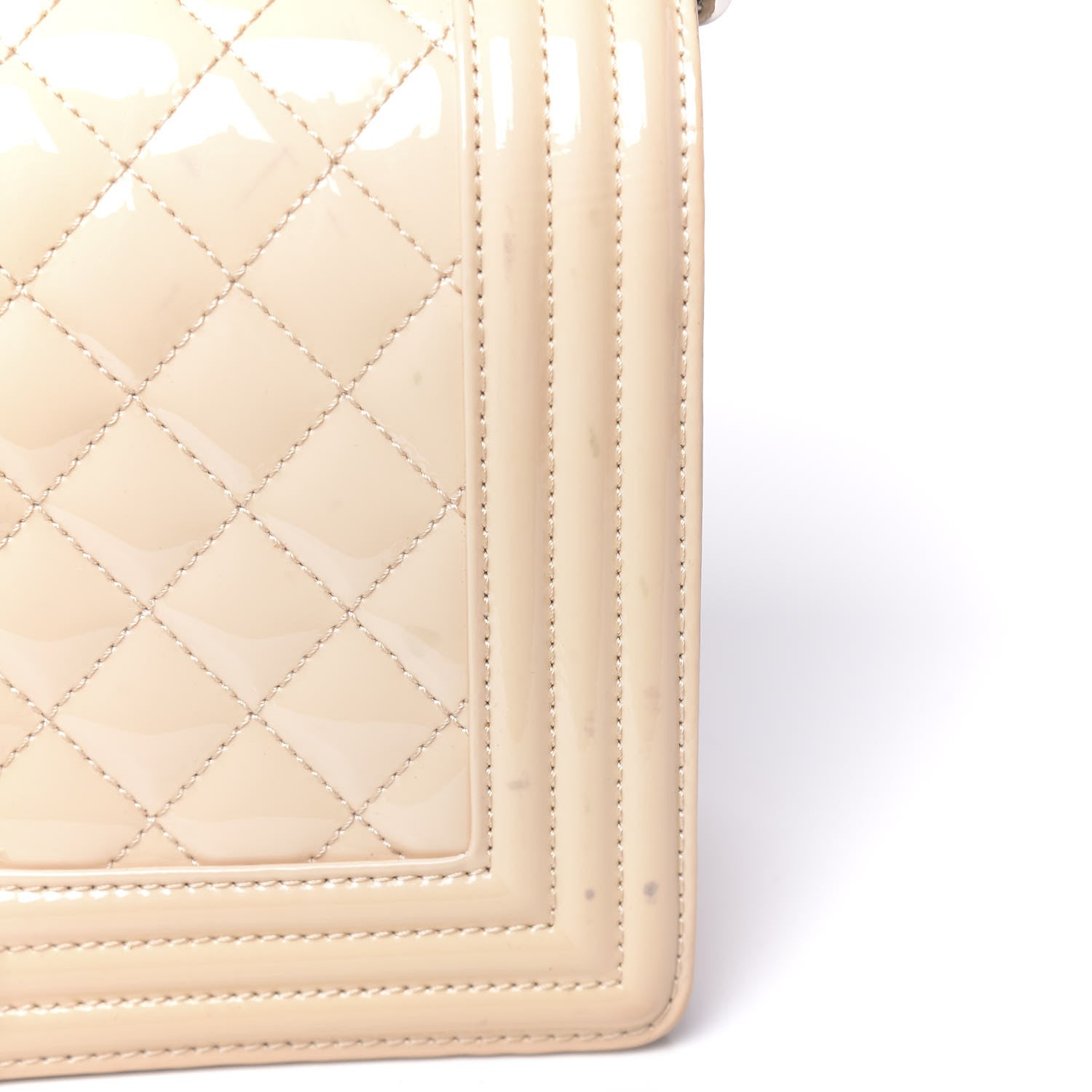 Chanel Patent Calfskin Quilted Medium Plexiglass Boy Flap Beige 10 of 16