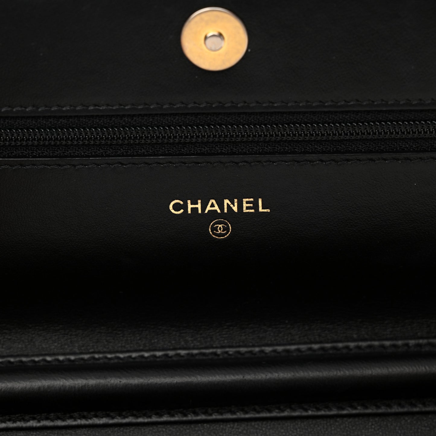 Lambskin Quilted Chain Around Wallet On Chain WOC Black