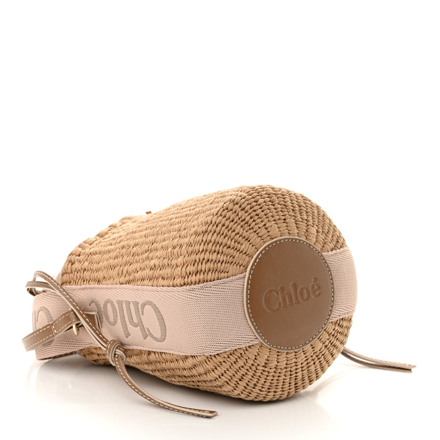 Natural Woven Fiber Small Woody Basket Blushy Beige