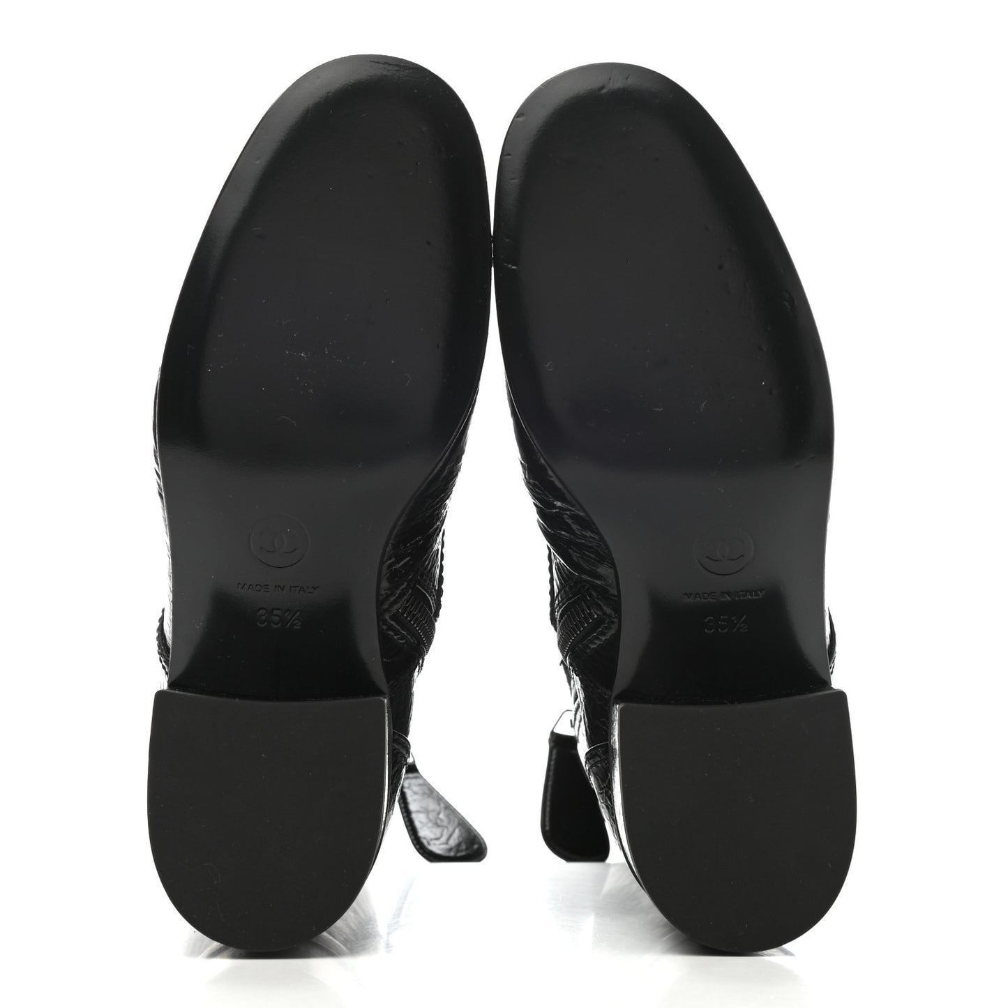 Patent Goatskin Cap Toe CC Lace Up Boots 35.5 Black