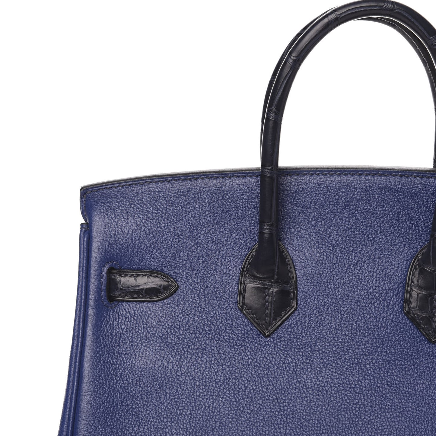 Taurillon Novillo Matte Alligator Birkin Touch 25 Bleu Saphir Marine