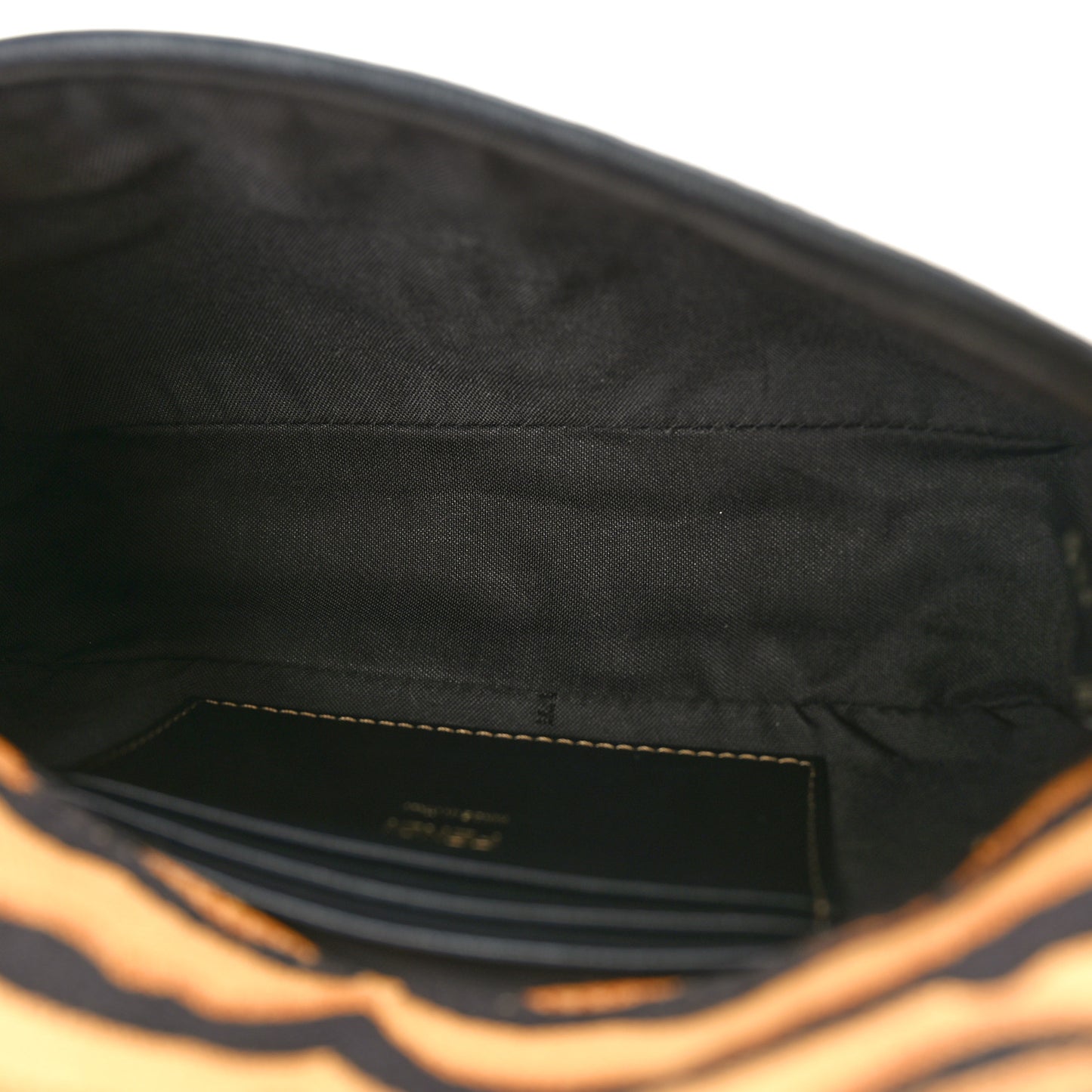 Canvas Chinese New Year Tiger Embroidered Mini Baguette Black Dark Yellow