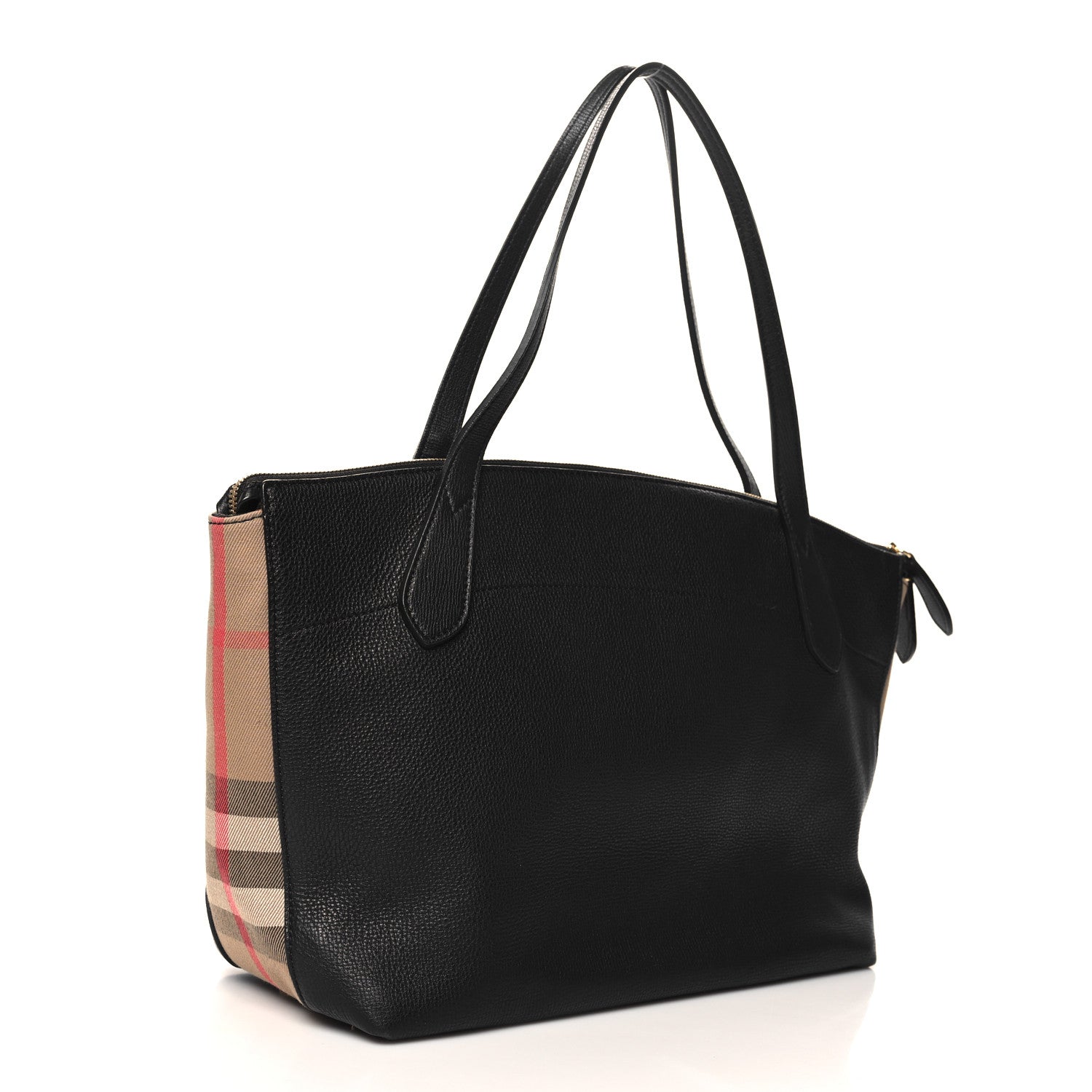 Burberry Derby Calfskin House Check Medium Welburn Tote Black 3 of 9
