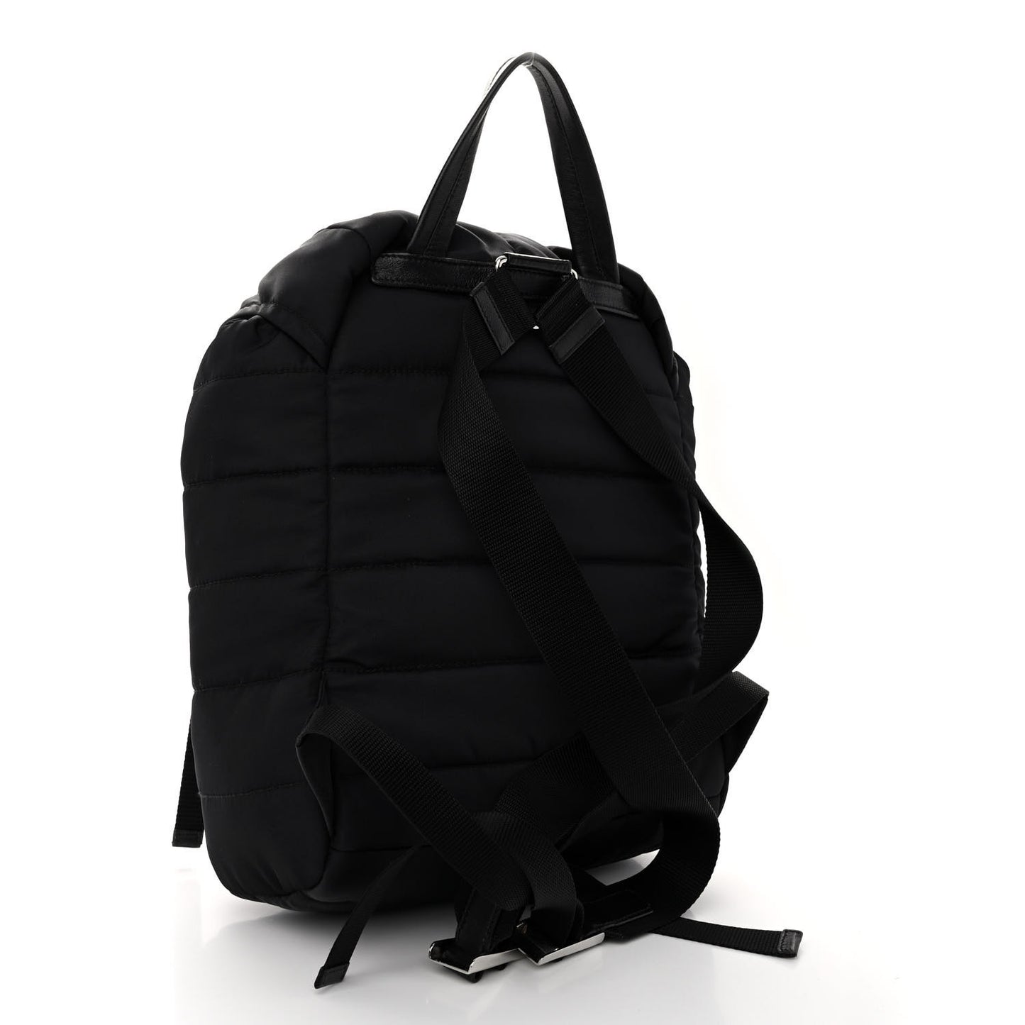 Tessuto Nylon Quilted Double Buckle Backpack Black