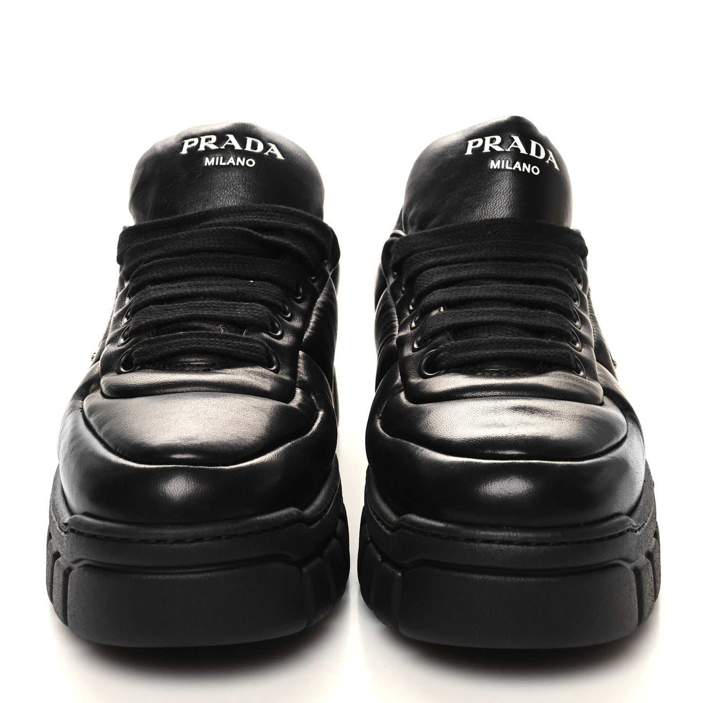 Nappa Soft Metal Triangle Logo Womens Padded 30mm Sneakers 36.5 Black
