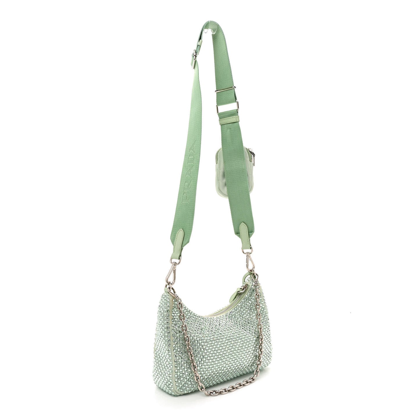 Satin Crystal Re-Edition 2005 Shoulder Bag Acqua