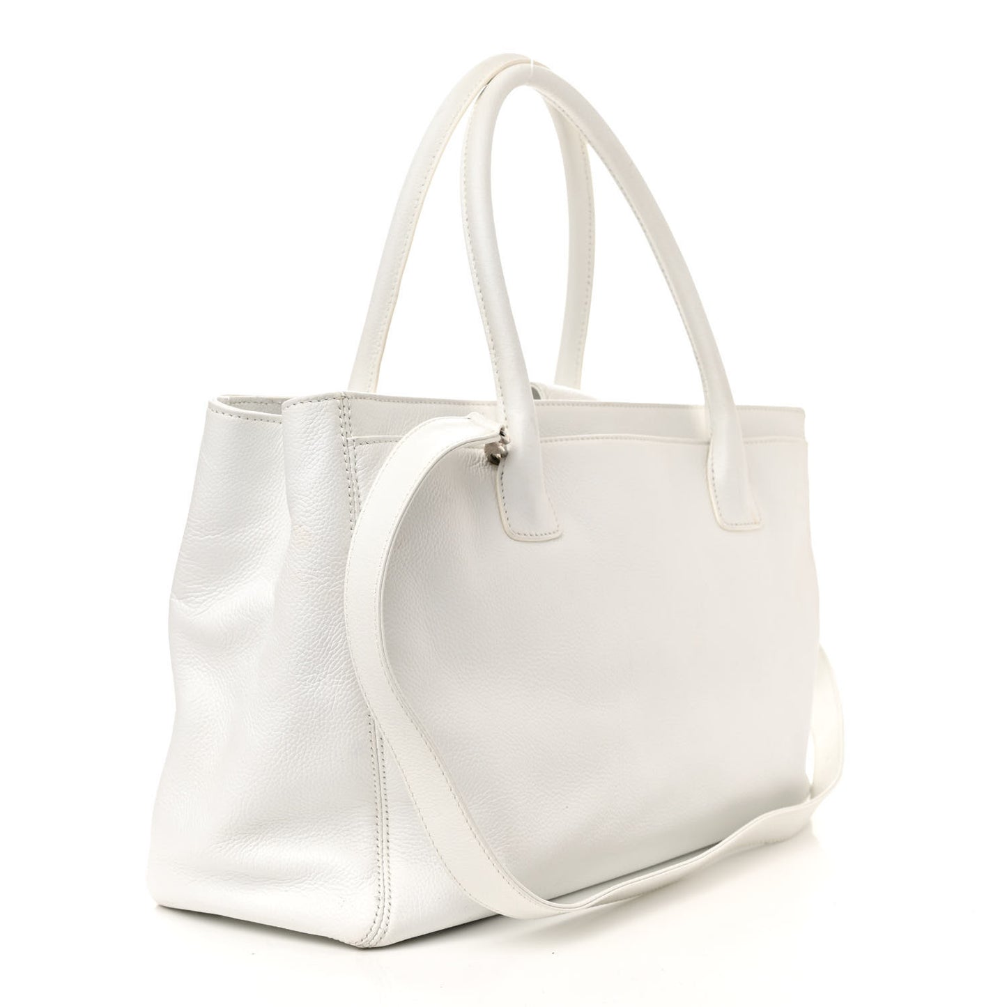 Calfskin Cerf Executive Shopper Tote White