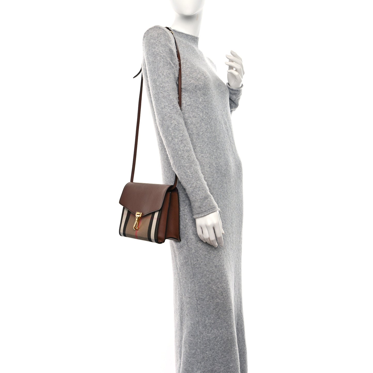 Derby Calfskin House Check Small Macken Crossbody Bag Tan